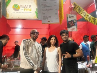 Guests at a food stall